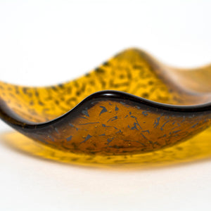 Streaky mid amber and white hand made glass plate - Irish glassware by Glass Art Ireland