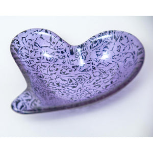 Lavender heart shaped bowl with infused copper - contemporary glassware made in Ireland by Glass Art Ireland. Photo 3998