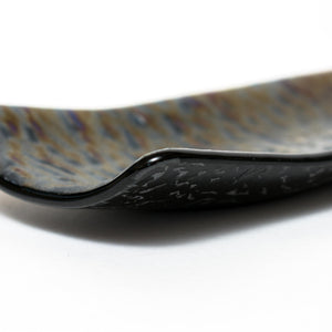 Longboat iridised black glass dish with copper - Irish glassware by Glass Art Ireland