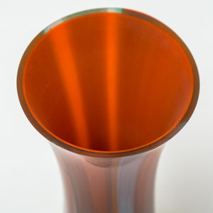 Contemporary green, white and orange bullseye glass tulip vase - Irish glassware hand made in Ireland by Glass Art Ireland. Photo 1667