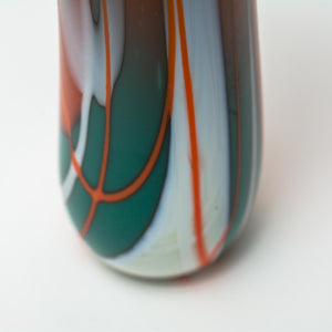 Contemporary green, white and orange bullseye glass tulip vase - Irish glassware hand made in Ireland by Glass Art Ireland. Photo 1668
