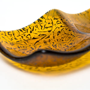 Streaky mid amber and white hand made glass plate - Irish glassware by Glass Art Ireland
