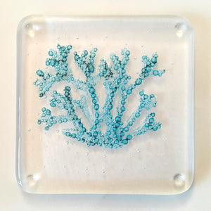 Coral seascape coaster - contemporary glassware hand made in Ireland by Glass Art Ireland