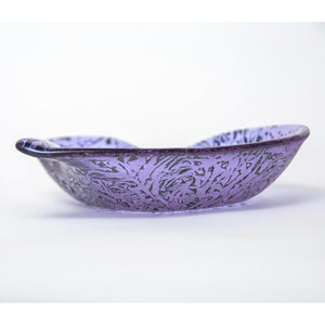 Lavender heart shaped bowl with infused copper - contemporary glassware made in Ireland by Glass Art Ireland. Photo 3995