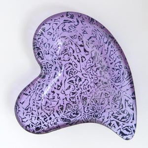 Lavender heart shaped bowl with infused copper - contemporary glassware made in Ireland by Glass Art Ireland. Photo 4001