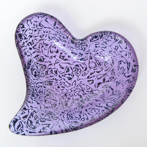 Lavender heart shaped bowl with infused copper - contemporary glassware made in Ireland by Glass Art Ireland. Photo 4009