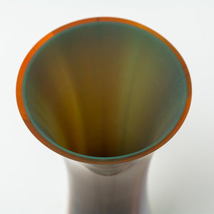 Contemporary green bullseye glass tulip vase - Irish glassware hand made in Ireland by Glass Art Ireland. Photo 1674