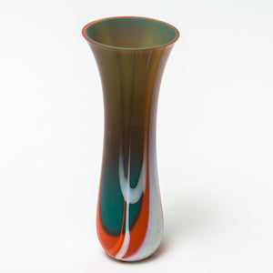 Contemporary green bullseye glass tulip vase - Irish glassware hand made in Ireland by Glass Art Ireland. Photo 1677