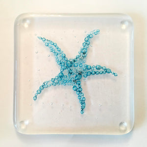 Starfish seascape coaster - contemporary glassware hand made in Ireland by Glass Art Ireland